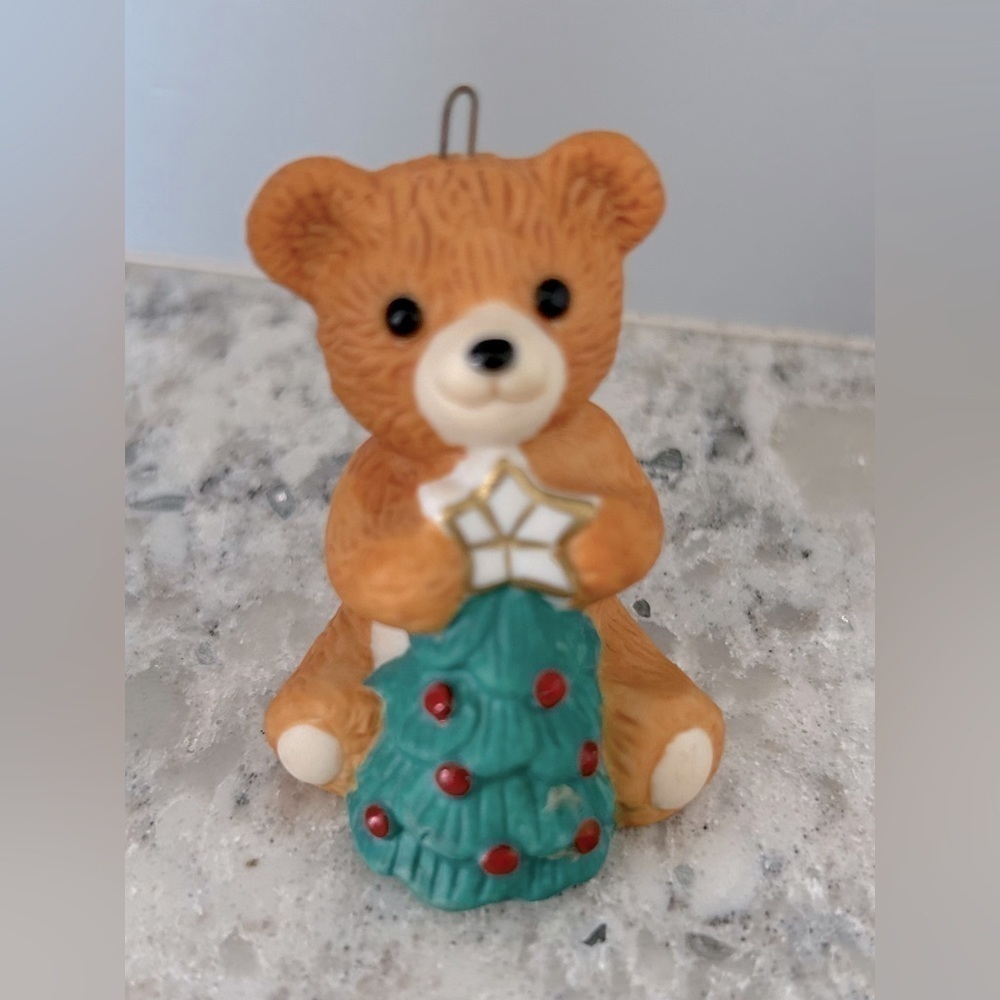 Hallmark Cinnamon Bear with Tree Ornament 1990